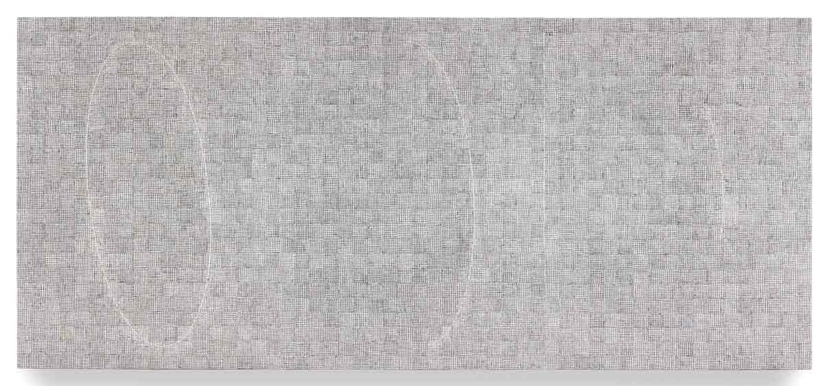 McArthur Binion's monumental painting DNA: Transition (2018)