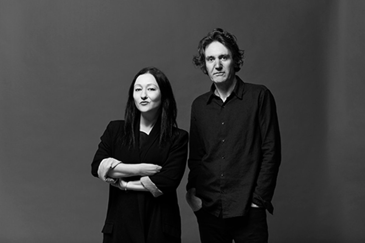 Alexie Glass-Kantor (left), the curator of the Australian pavilion at the Venice Biennale this year with the artist Marco Fusinato. Photo: © Zan Wimberley