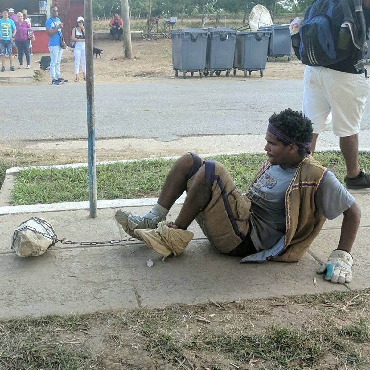 In a 2018 performance, artist Luis Manuel Otero Alcántara dragged himself through Havana's streets on a pilgrimage to the church of San Lázaro, in the name of democracy and freedom of expression © Nonardo Perea; courtesy of the artist