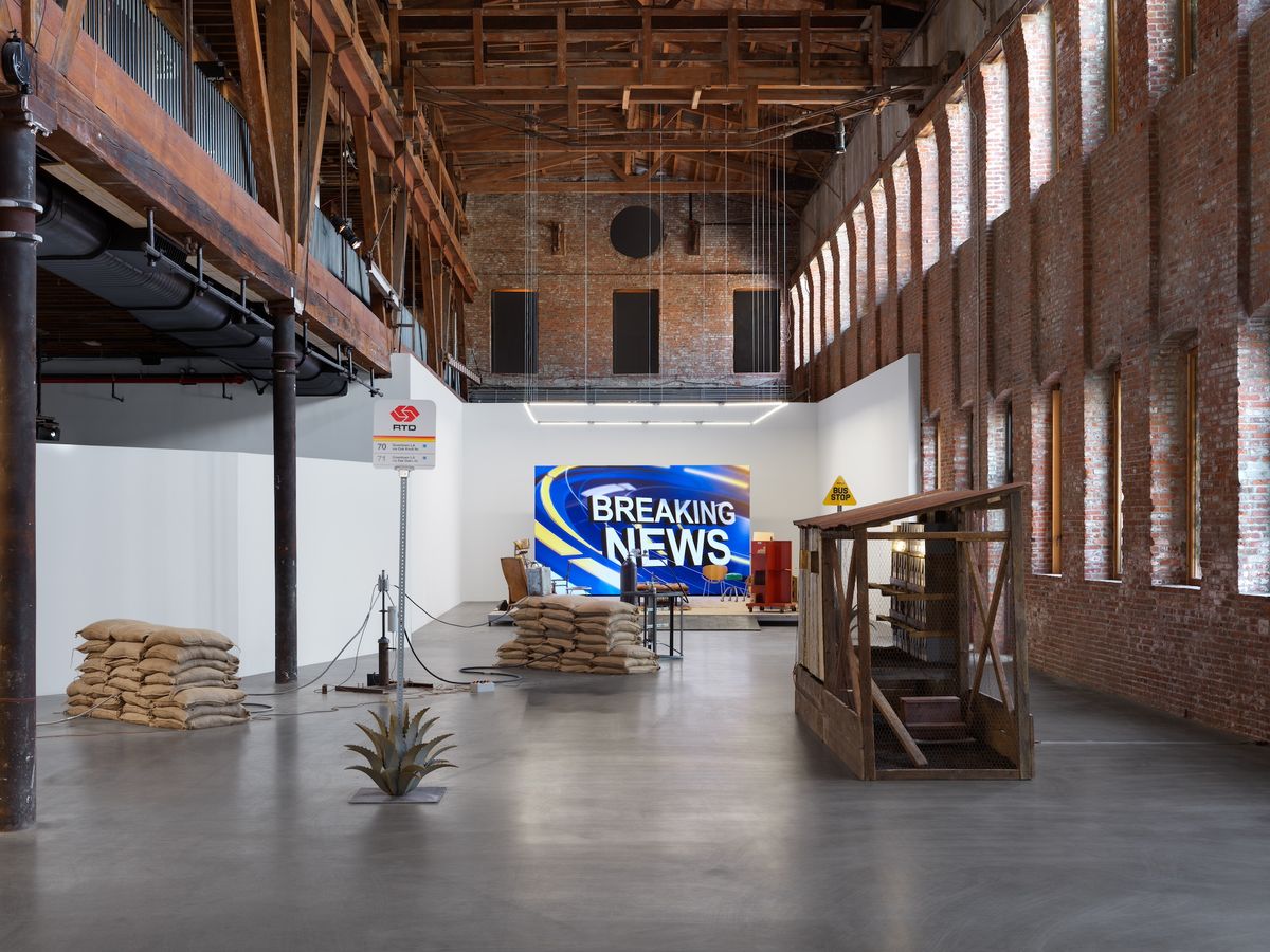 Installation view of American Artist: Shaper of God at Pioneer Works Dan Bradica Studio, courtesy Pioneer Works