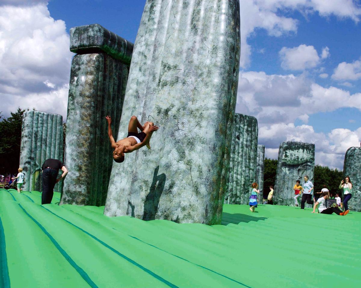 bounce on Deller's big monument in Milan Courtesy of The Artist and The Modern Institute/Toby Webster Ltd, Glasgow / Photo: Jeremy Deller