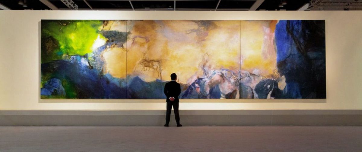 Zao Wou-Ki's triptych, Juin-Octobre 1985, set three records at Sotheby's Hong Kong when it sold for $65m in October 2018. Sotheby's