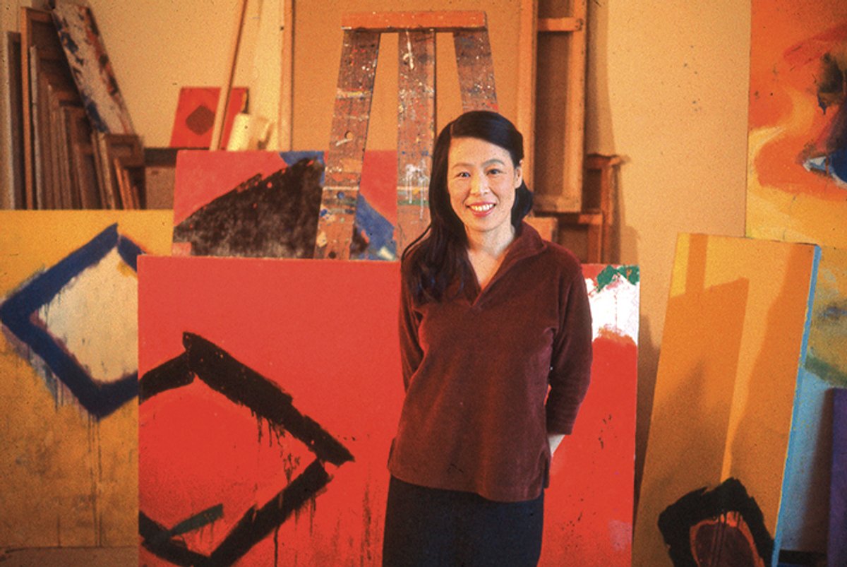 Teruko Yokoi in her studio at the Hotel Chelsea in 1959. She lived there until 1961
Courtesy Estate of Teruko Yokoi; Photo: Charles Gimpel