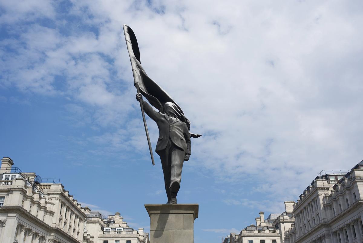 The statue by Banksy at Waterloo Place in central London
Photo: Travers; Courtesy Adobe Stock