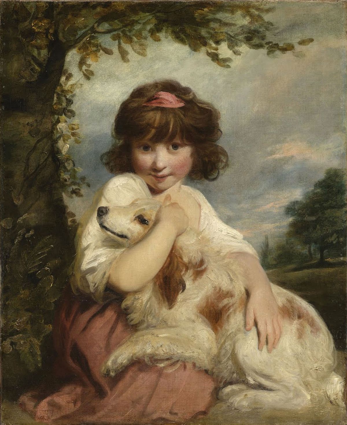Art Recovery International alleges that Joshua Reynolds's the "Portrait of Miss Mathew, later Lady Elizabeth Mathew, sitting with her dog before a landscape" was stolen from the home of Sir Henry and Lady Price in Newick, East Sussex, in 1984 Courtesy of Art Recovery International