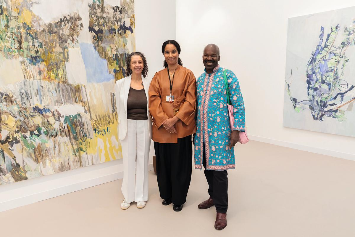 Gilane Tawadros, the director of the Whitechapel Gallery (left), Eva Langret, the director of Frieze Europe, Middle East and Africa (centre) and; David Dibosa, the chair of the Whitechapel Gallery Photo: David Owens