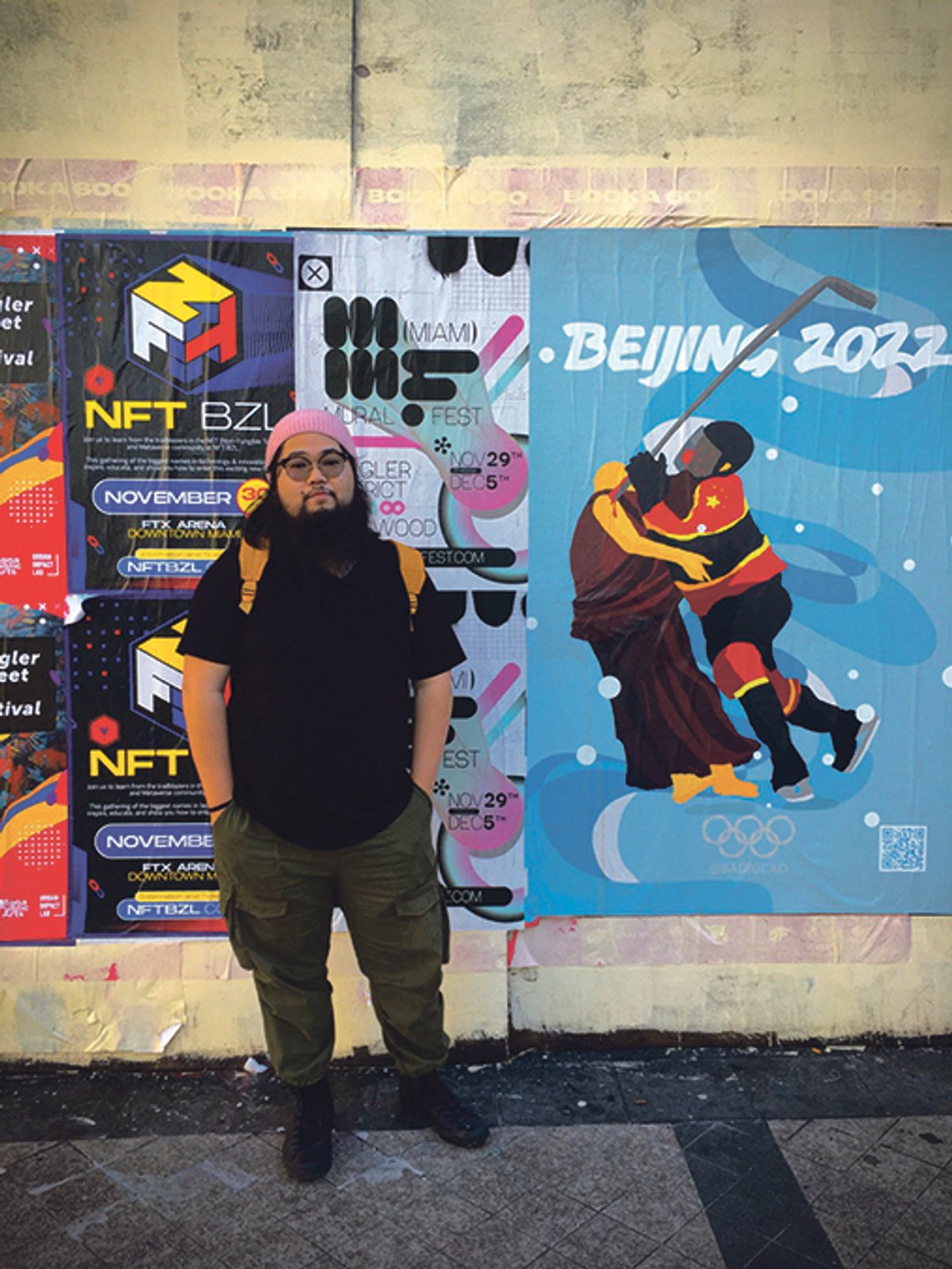 Badiucao’s posters highlight the Beijing 2022 Winter Olympics Photo: Gareth Harris; courtesy Badiucao