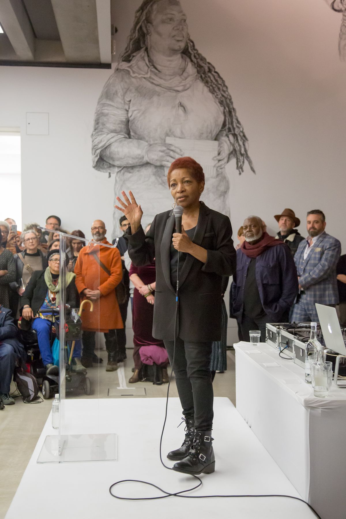 The playwright, novelist and critic Bonnie Greer gave an impassioned opening speech at the We Will Walk show Photo: Manu Palomeque