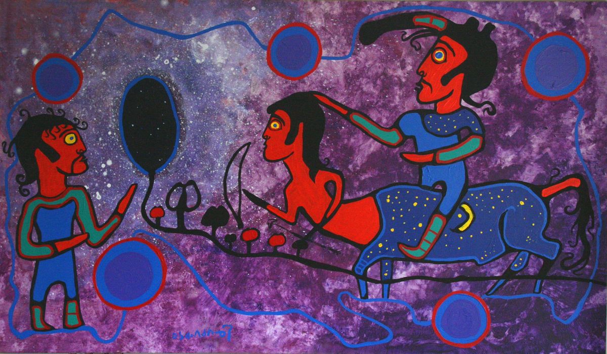 Norval Morrisseau, Astral Background Blue Portals, undated Courtesy of the Estate of Norval Morrisseau.