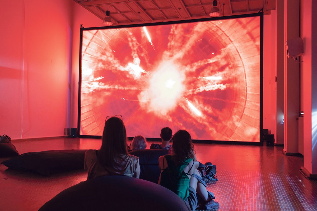 Julian Charrière at Kunstmuseum Basel's lecture room David Owens