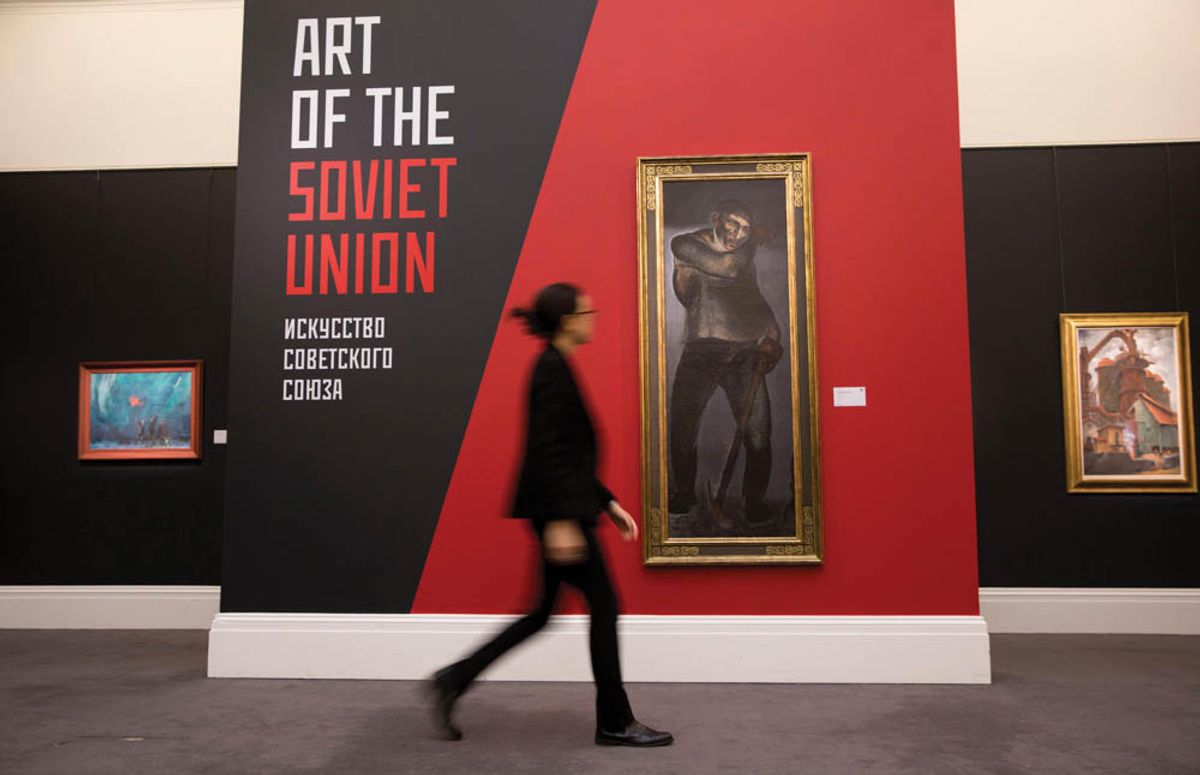 Sotheby’s 2017 Art of the Soviet Union show commemorated the centenary of the Russian Revolution. The auction house’s move to ban buyers in Russia from participating in sales is likely to be adopted by others. © PA Images/Alamy Stock Photo