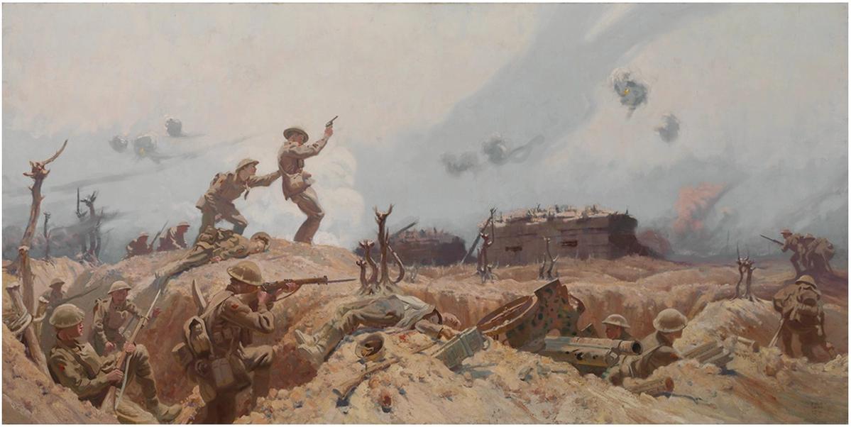 Fred Leist, Australian Infantry Attack in Polygon Wood (1919) Credit: AWM ART02927