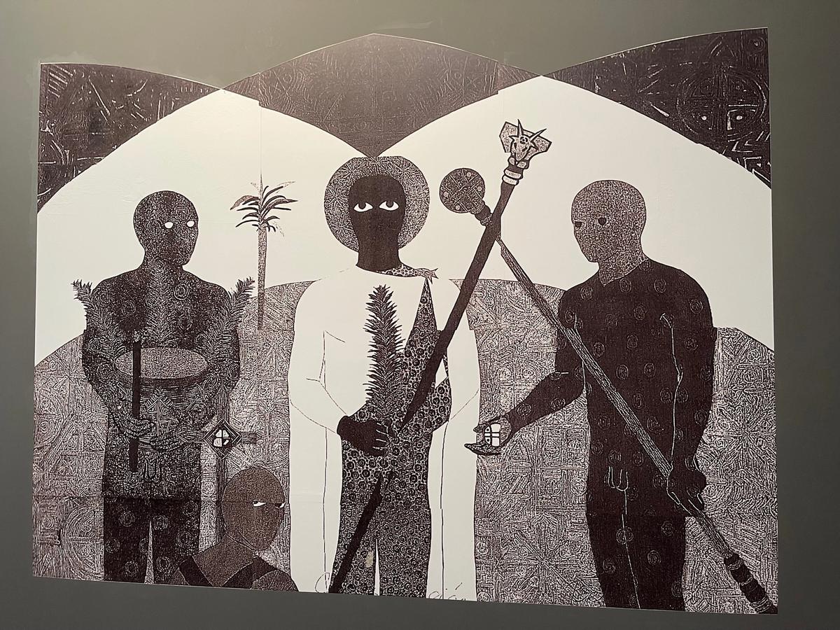 A part of Belkis Ayón's La consagracion (1991), shown in the 2022 Venice Biennale's main exhibition The Milk of Dreams