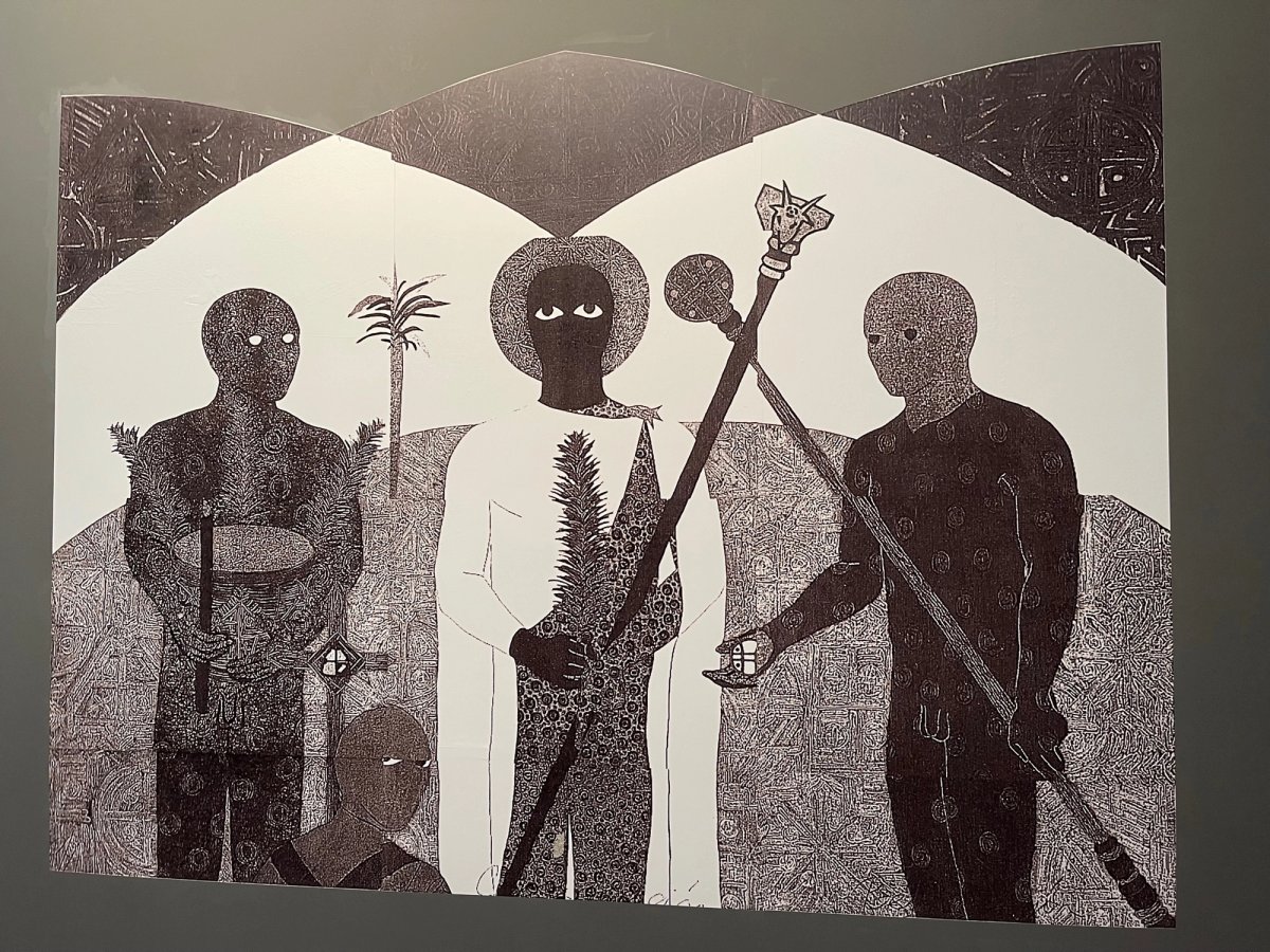 A part of Belkis Ayón's La consagracion (1991), shown in the 2022 Venice Biennale's main exhibition The Milk of Dreams