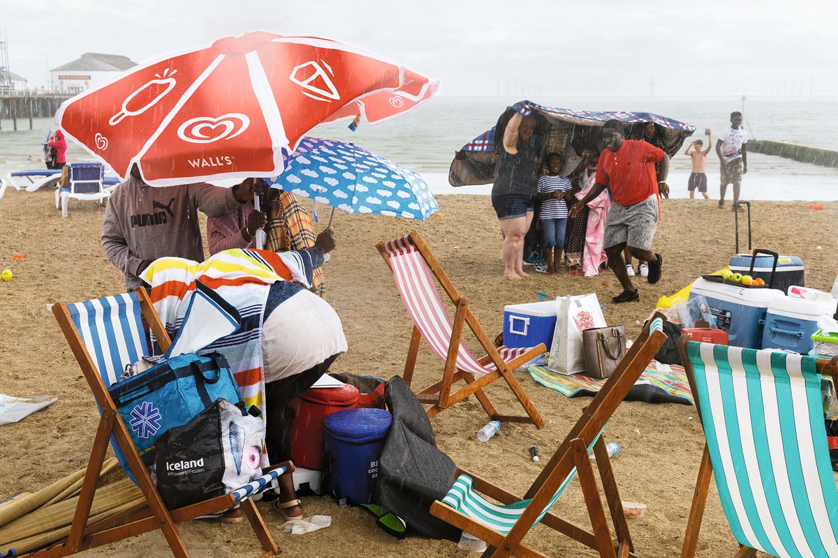 Clacton Beach, Clacton, England (2017); Parr is perhaps best known for his images of British seaside life © Martin Parr/Magnum Photos