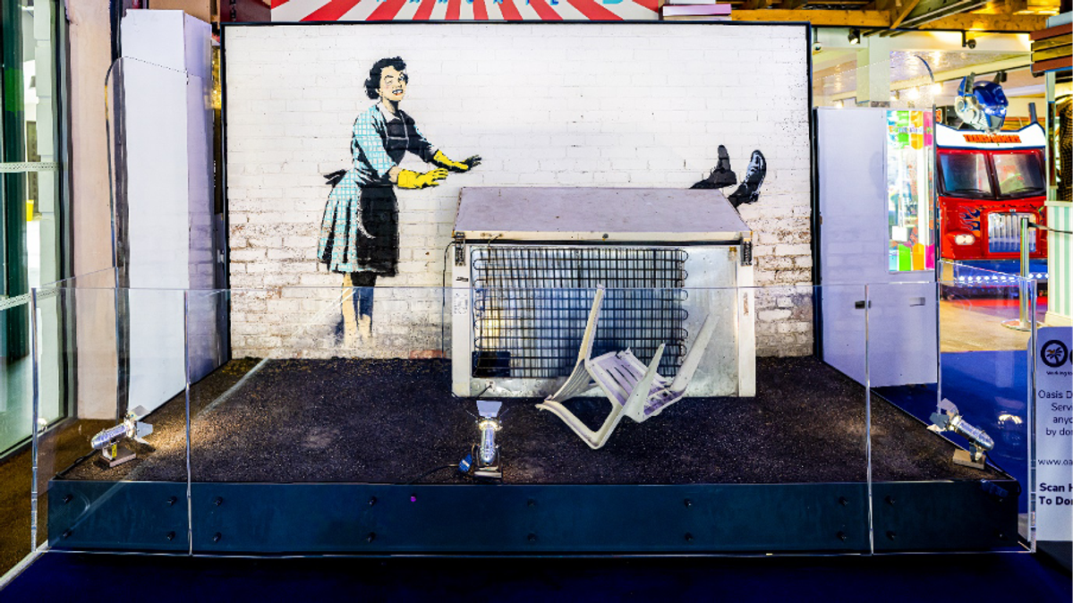 Banksy’s Valentine’s Day Mascara is currently on view at Dreamland Margate © Photo: Jack Masters