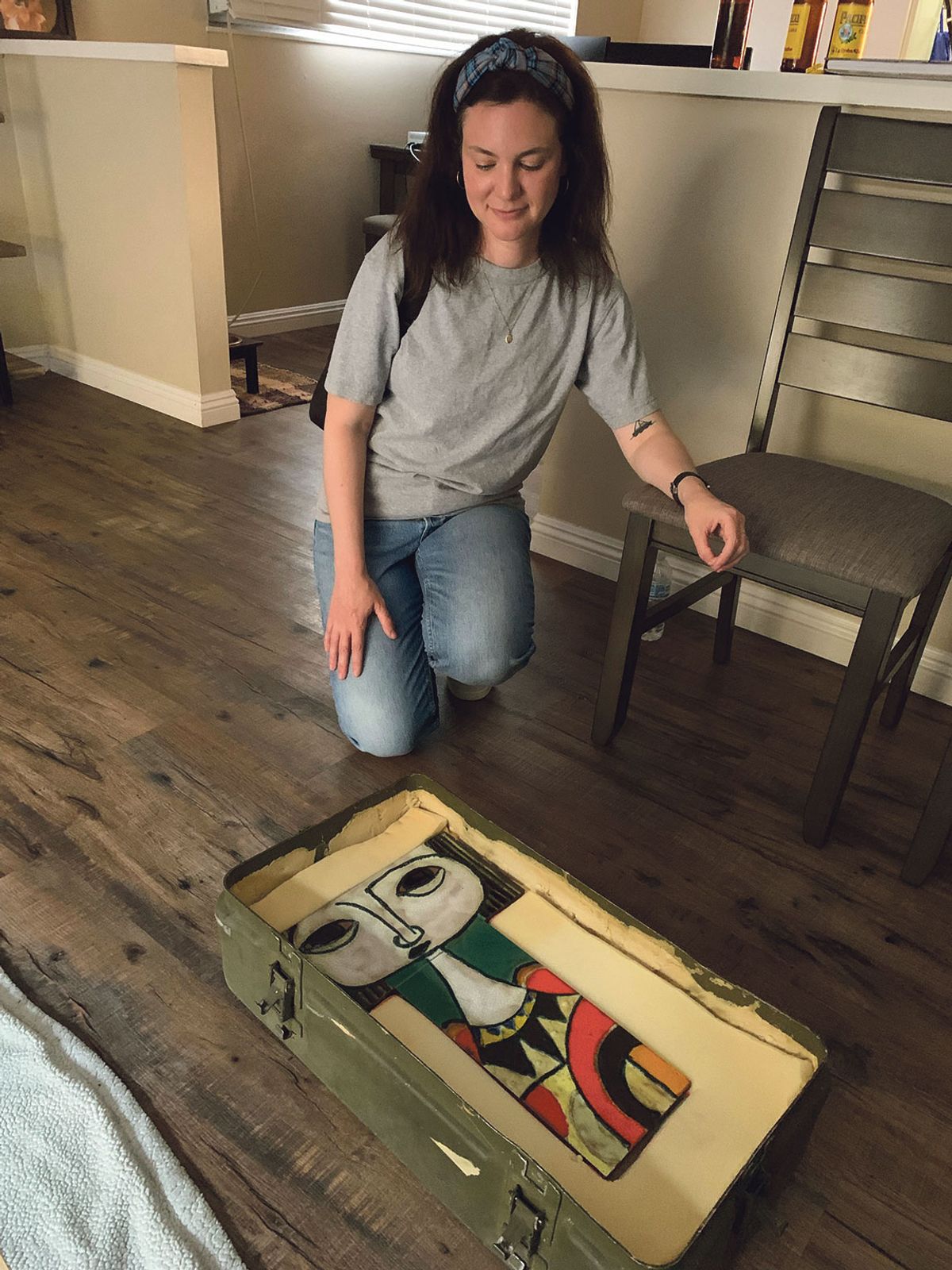 Leah Carroll, co-writer of the podcast, with a part of the supposed Picasso Courtesy of Leah Carroll