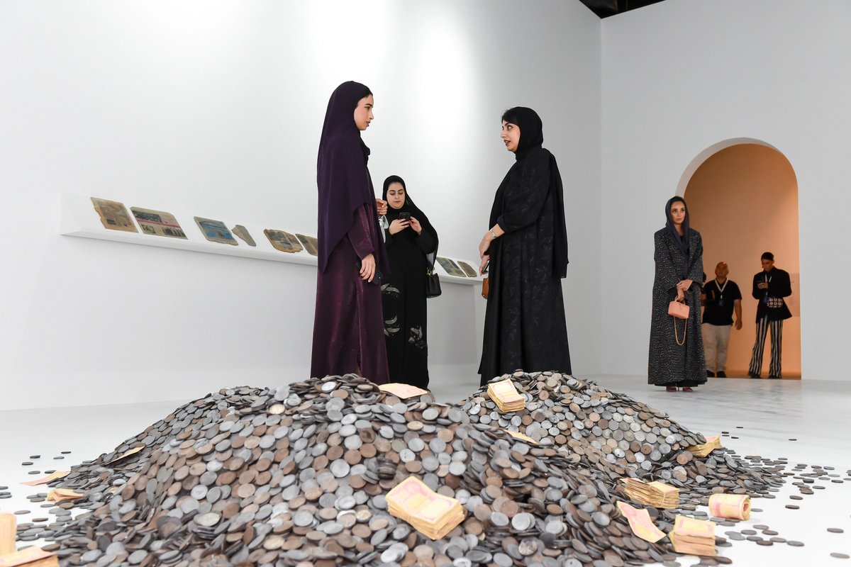 Visitors to Abu Dhabi Art 2024 with Fatima Al Ali’s Once Upon a Pirate Coast (2024) Image: courtesy of Abu Dhabi Art