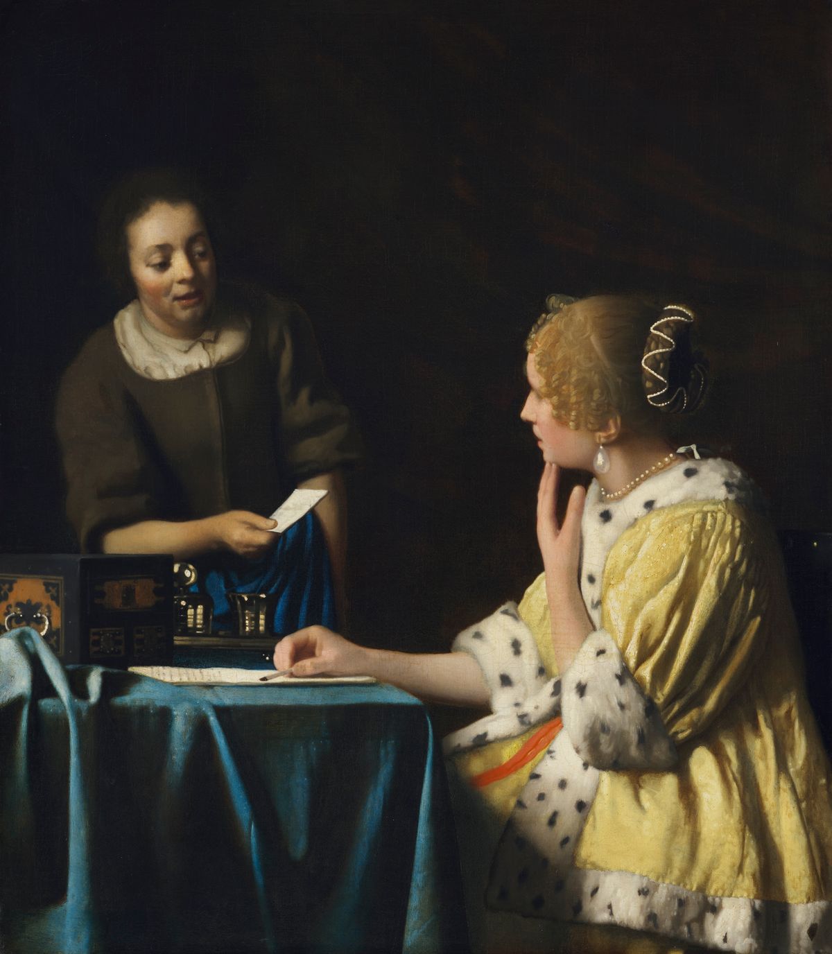 Johannes Vermeer’s Mistress and Maid (around 1666-67) Courtesy the Frick Collection, New York