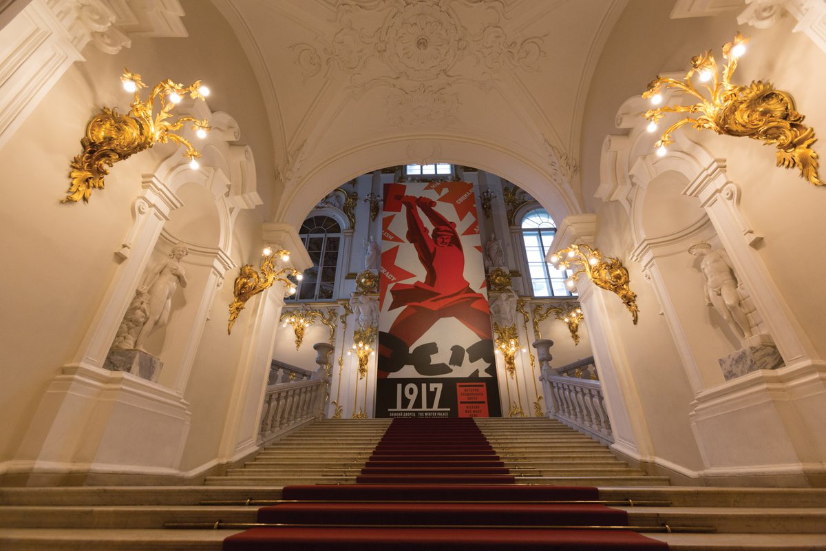 The gold-drenched interiors of the Hermitage play host to the immersive exhibition The Winter Palace and the Hermitage in 1917: History Was Made Here (until 4 February 2018) State Hermitage Museum