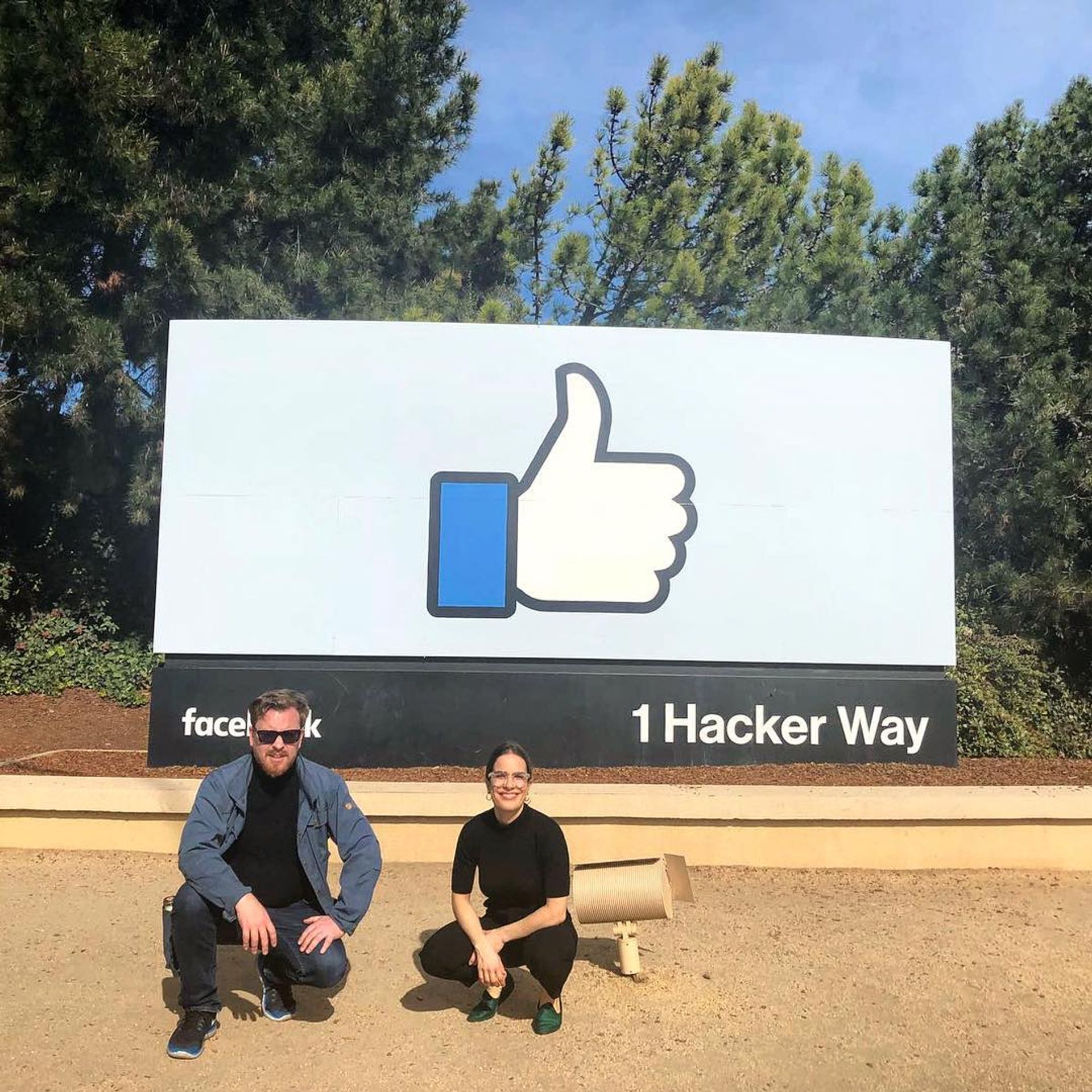 The Crossway Foundation's CEO Stephen Stapleton with Valeria Mariani, the head of projects, at Facebook's headquarters in California Crossway Foundation