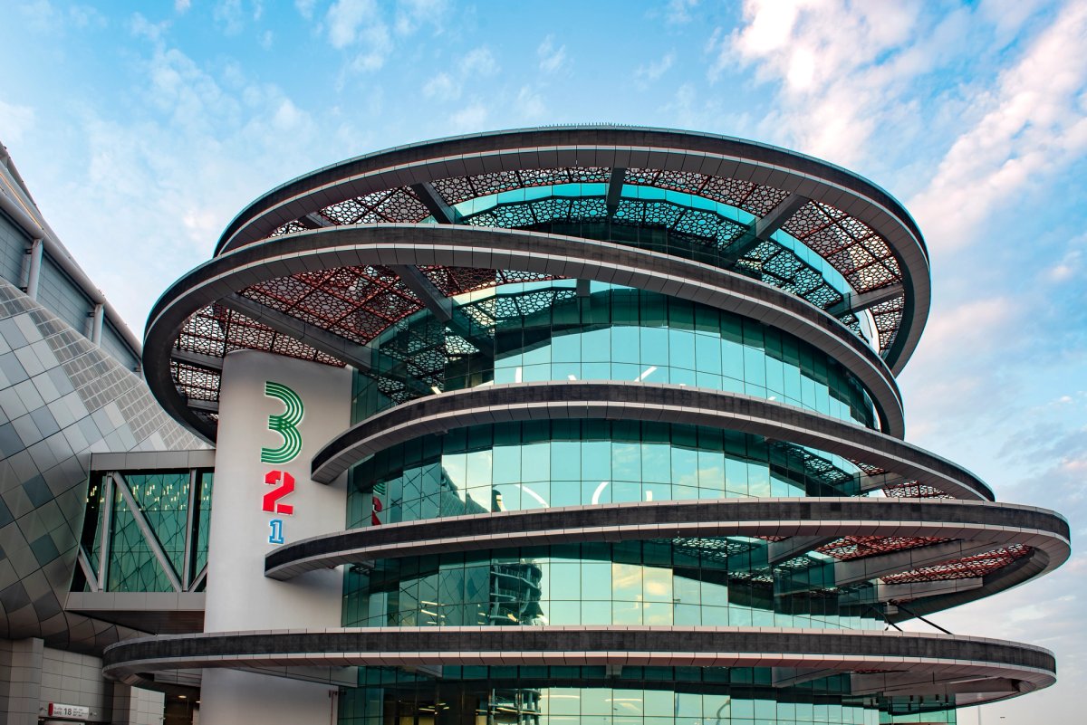 The exterior of the 3 - 2 - 1 Qatar Olympic and Sports Museum