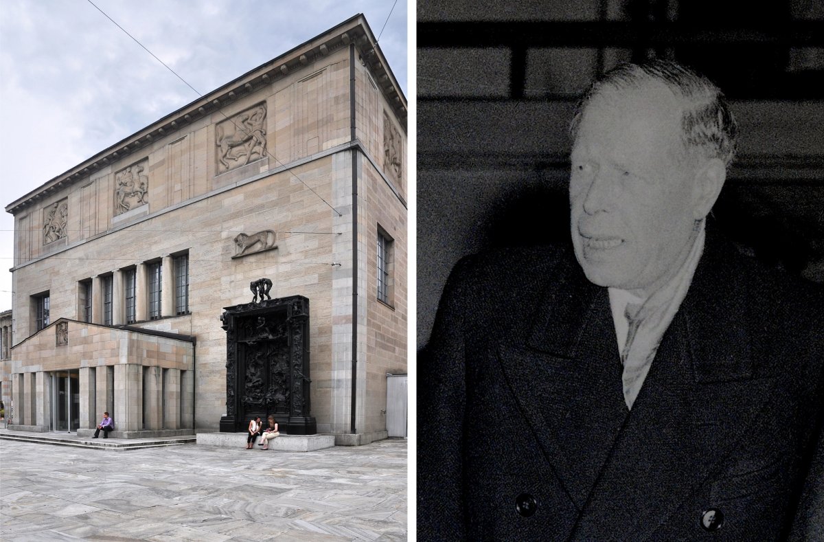 The art collective's hack described the collector Emil Georg Bührle as a "Nazi sympathiser".
Credits: Kunsthaus Zurich, Photo: Roland zh; Emil Georg Bührle, Photo: ETH Library