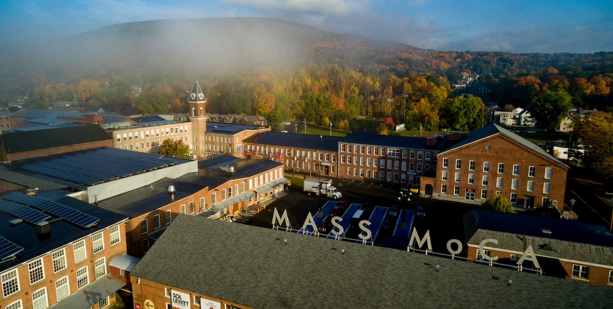 Aerial view of the Massachusetts Museum of Contemporary Art Grace Clark and courtesy of the Massachusetts Museum of Contemporary Art