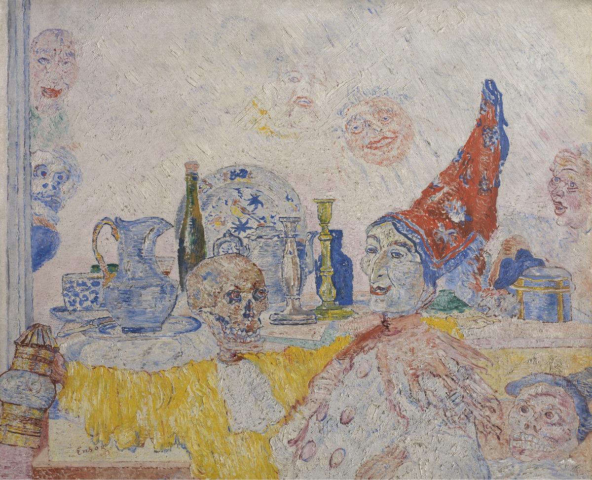 James Ensor, Pierrot and skeleton in a yellow robe (1893)
Photo: Hugo Maertens