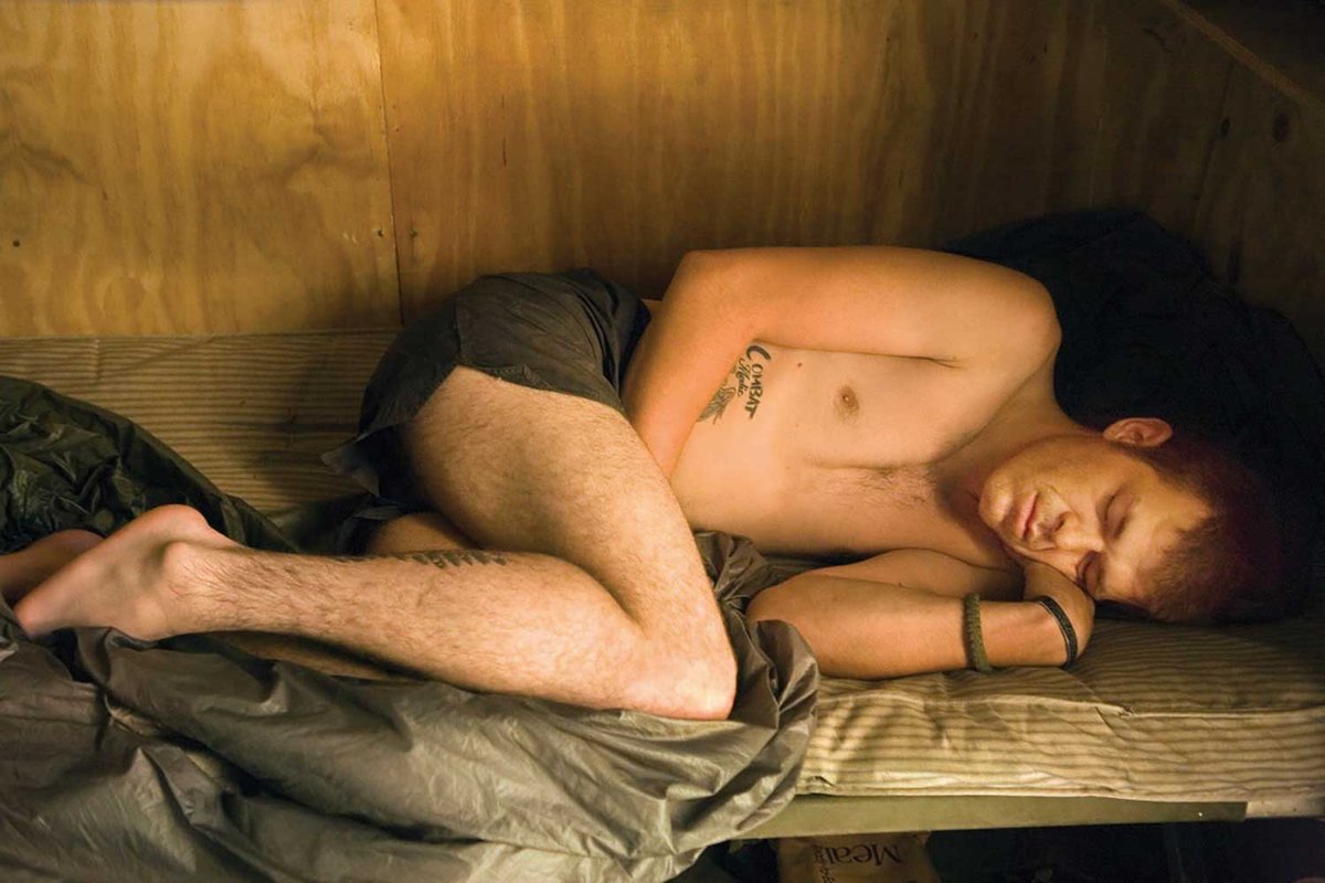 The late British photojournalist Tim Hetherington’s image of a soldier from the United States Army’s 173rd Airborne Brigade in Afghanistan’s Korengal (2008), part of his Sleeping Soldiers series
Photo © Imperial War Museum, London