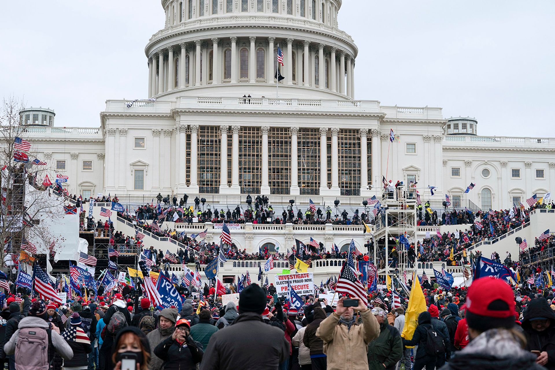 Pro-Trump protestors outside the US Capitol on Wednesday Associated Press