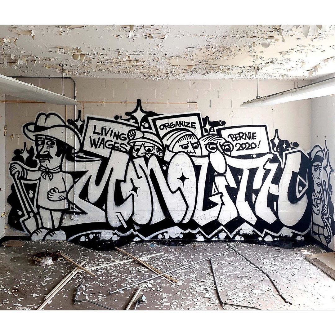 A mural by the Washington, DC street artist Monolith created in support of Bernie Sanders's presidential campaign 