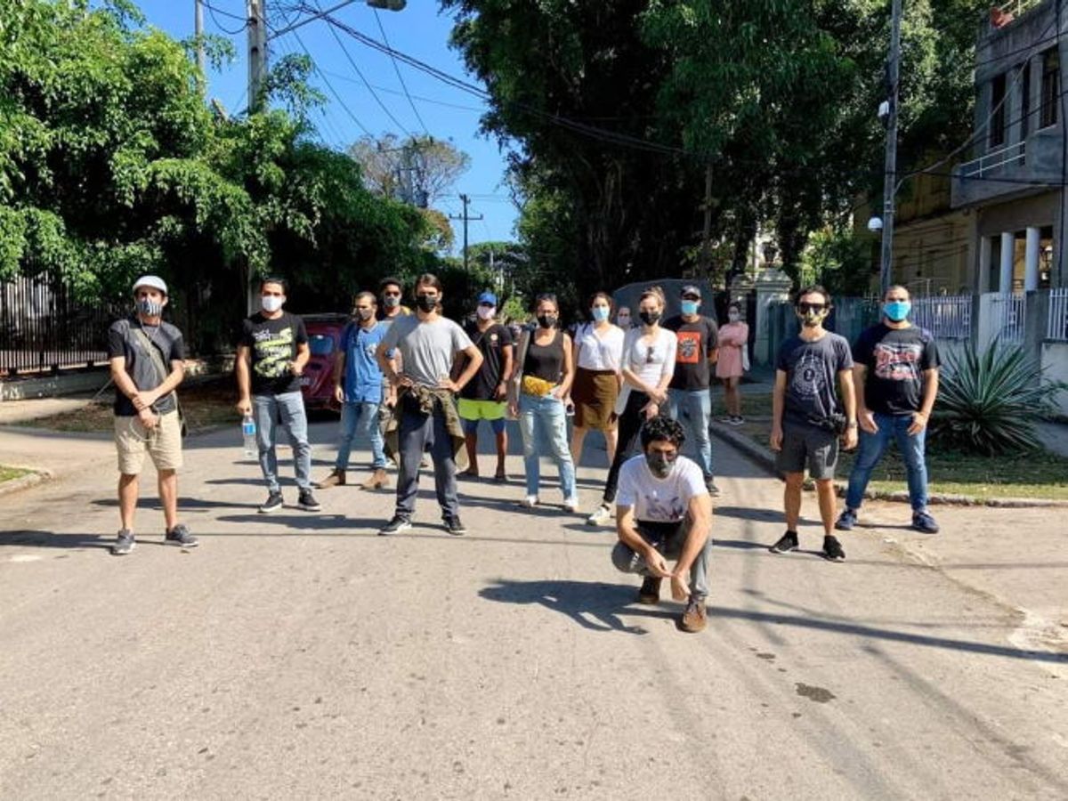 Members of the Cuban 27N movement, named after a day of major protests in November against government censorship 