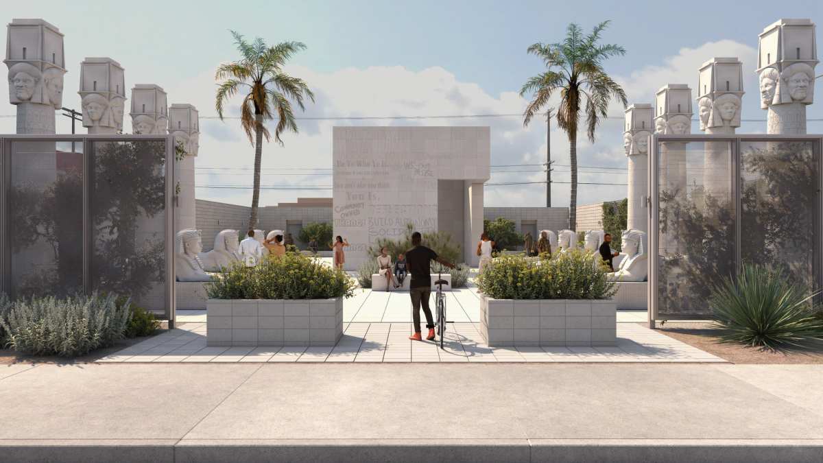 A rendering of Lauren Halsey’s project, sister dreamer, lauren halsey’s architectural ode to tha surge n splurge of south central los angeles Lauren Halsey and Current Interests