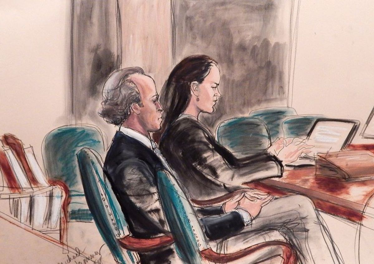 Michael Hammer appeared in court just before the only Knoedler fakes lawsuit to go to trial was settled in 2016 Photo: Elizabeth Williams, courtesy Illustrated Courtroom