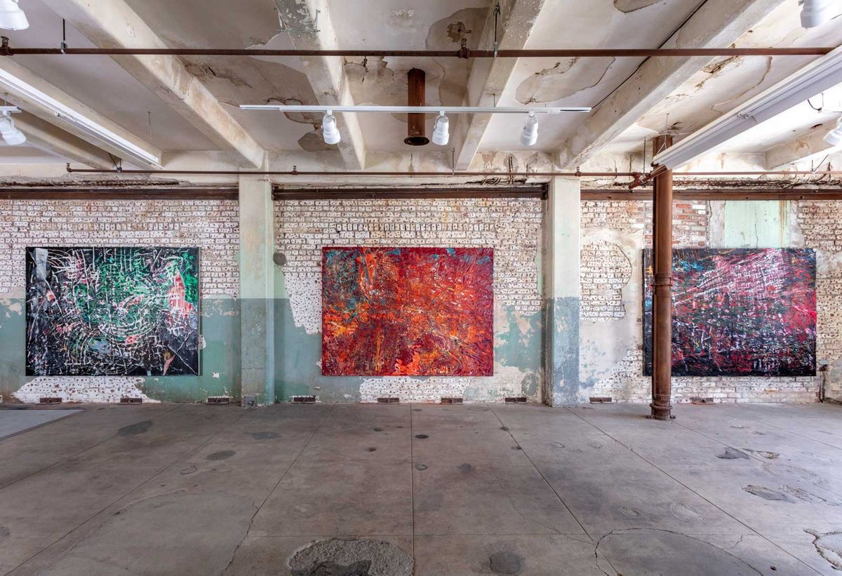 Installation view, Mark Bradford: Quarantine Paintings, Hauser & Wirth Los Angeles, 2020 © Mark Bradford Courtesy the artist and Hauser & Wirth Photo: Joshua White / JWPictures