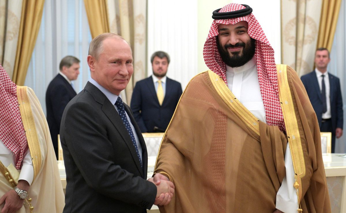 President Vladimir Putin of Russia with Crown Prince  Mohammed bin Salman of Saudi Arabia in Moscow in June Presidential Press and Information Office, Moscow
