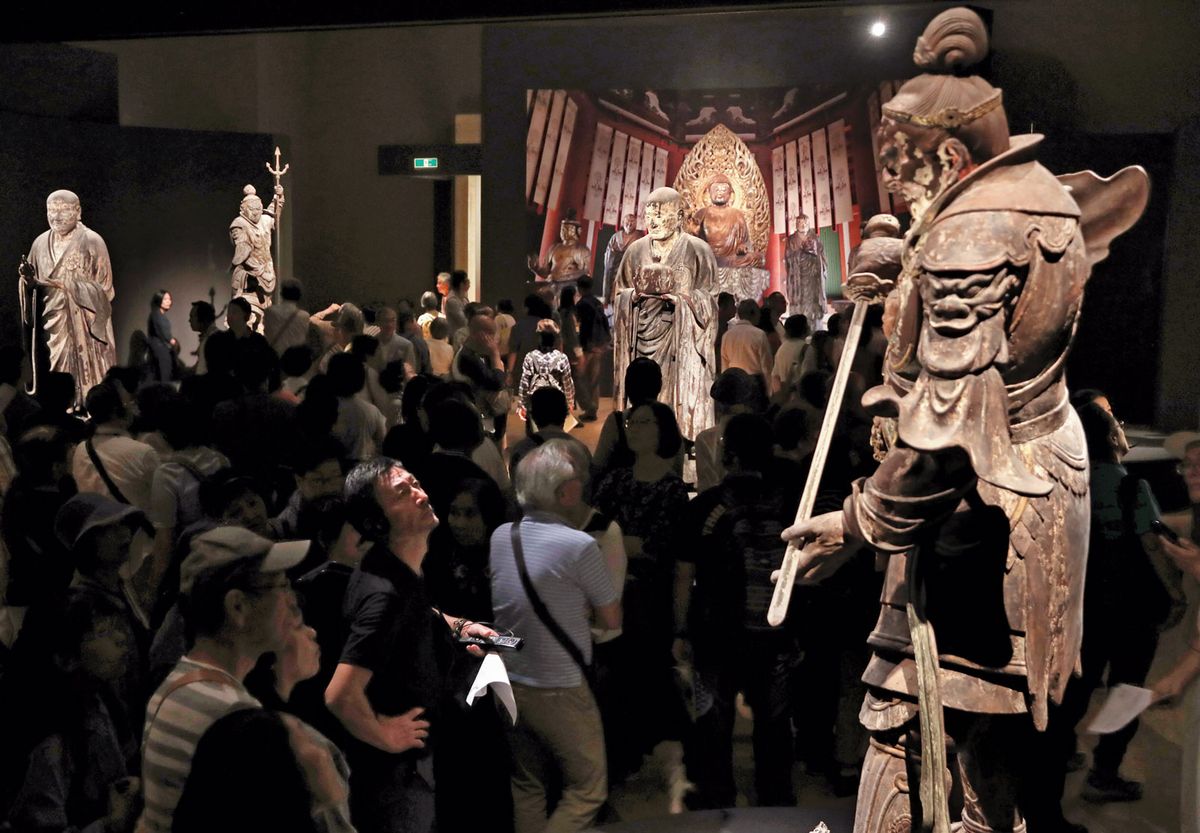 Works by Unkei, the master of Buddhist sculpture, on show at the Tokyo National Museum. Asahi Shimbun via Getty Images