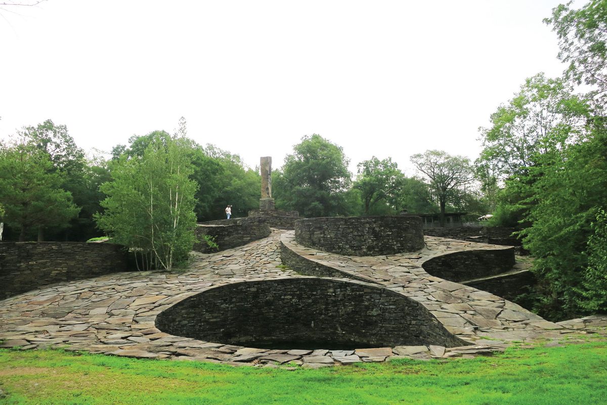 Harvey Fite set about hand placing stones at Opus 40, weaving them together like a jigsaw puzzle that rises into an undulating, built landscape Photo: Manuela Michailescu