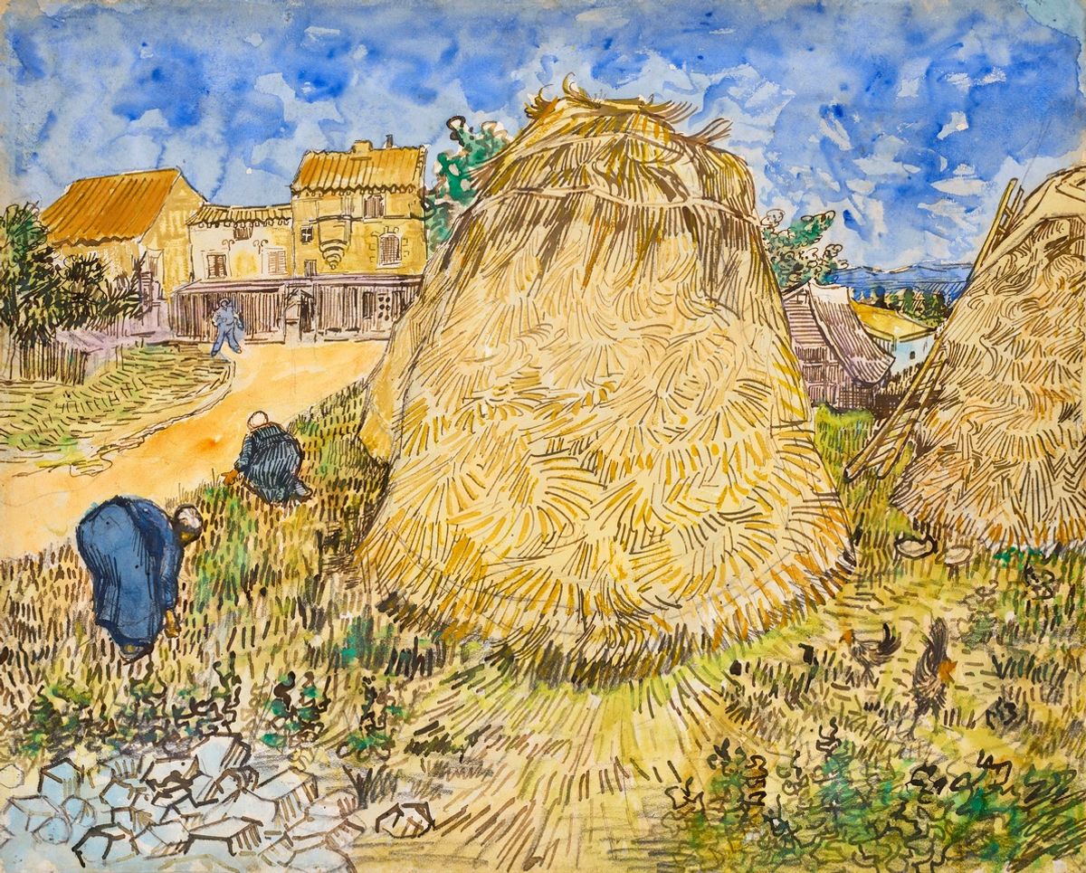 Van Gogh’s Meules de Blé (Wheatstacks), watercolour (June 1888) © Christie’s Images Ltd 2021