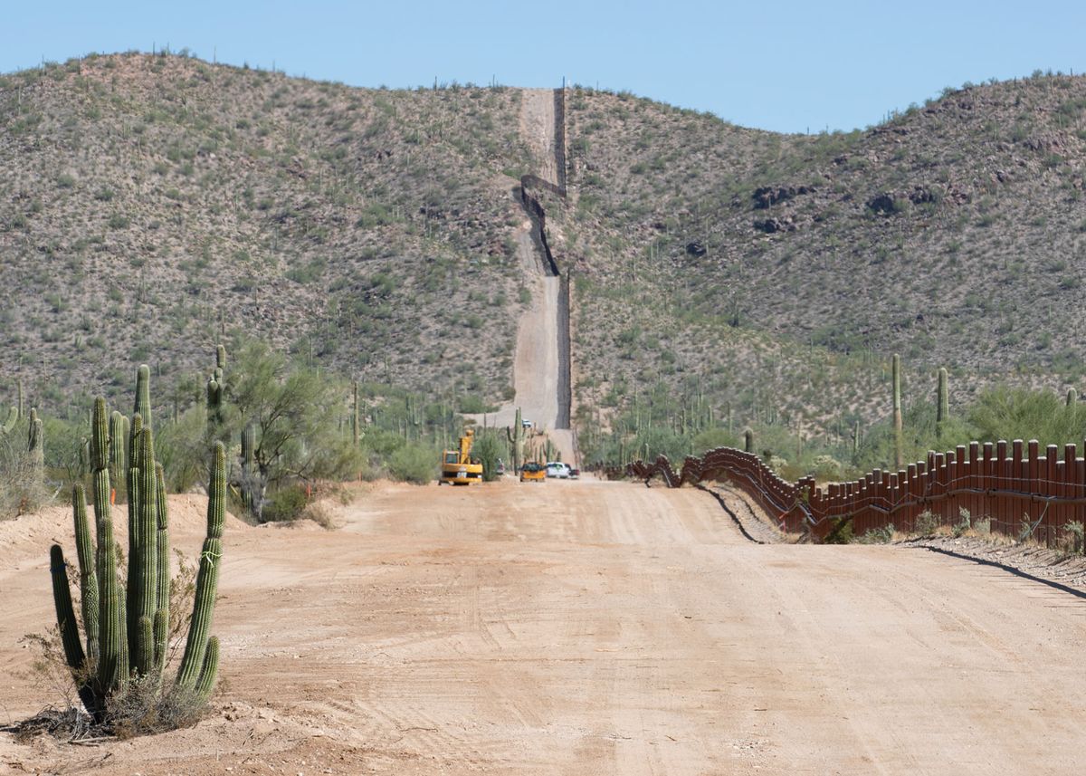 Preparations for the building of the border wall at the site on the Arizona-Mexico border Photo: Jerry Glaser