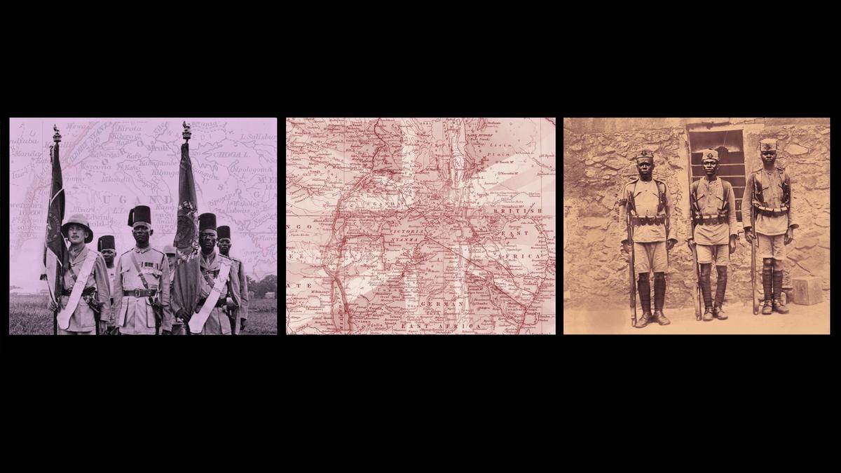 John Akomfrah's 14-18 NOW project Composite  image courtesy of Smoking Dogs Films and  Lisson Gallery. Images reproduced with the kind permission  of the Estate of Lieutenant Colonel G C Hill and IWM