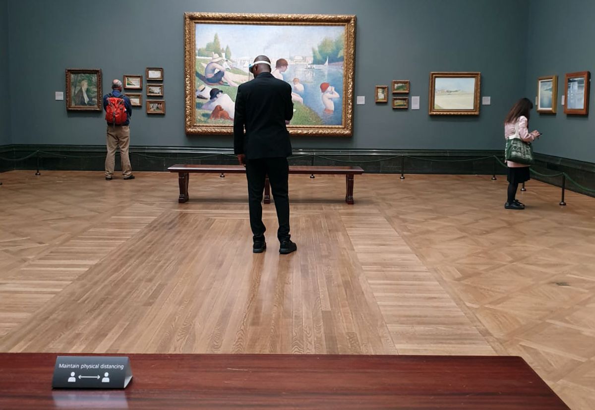 The National Gallery is one of the museums in the UK that has reopened with social distancing measures Photo: Hannah McGivern