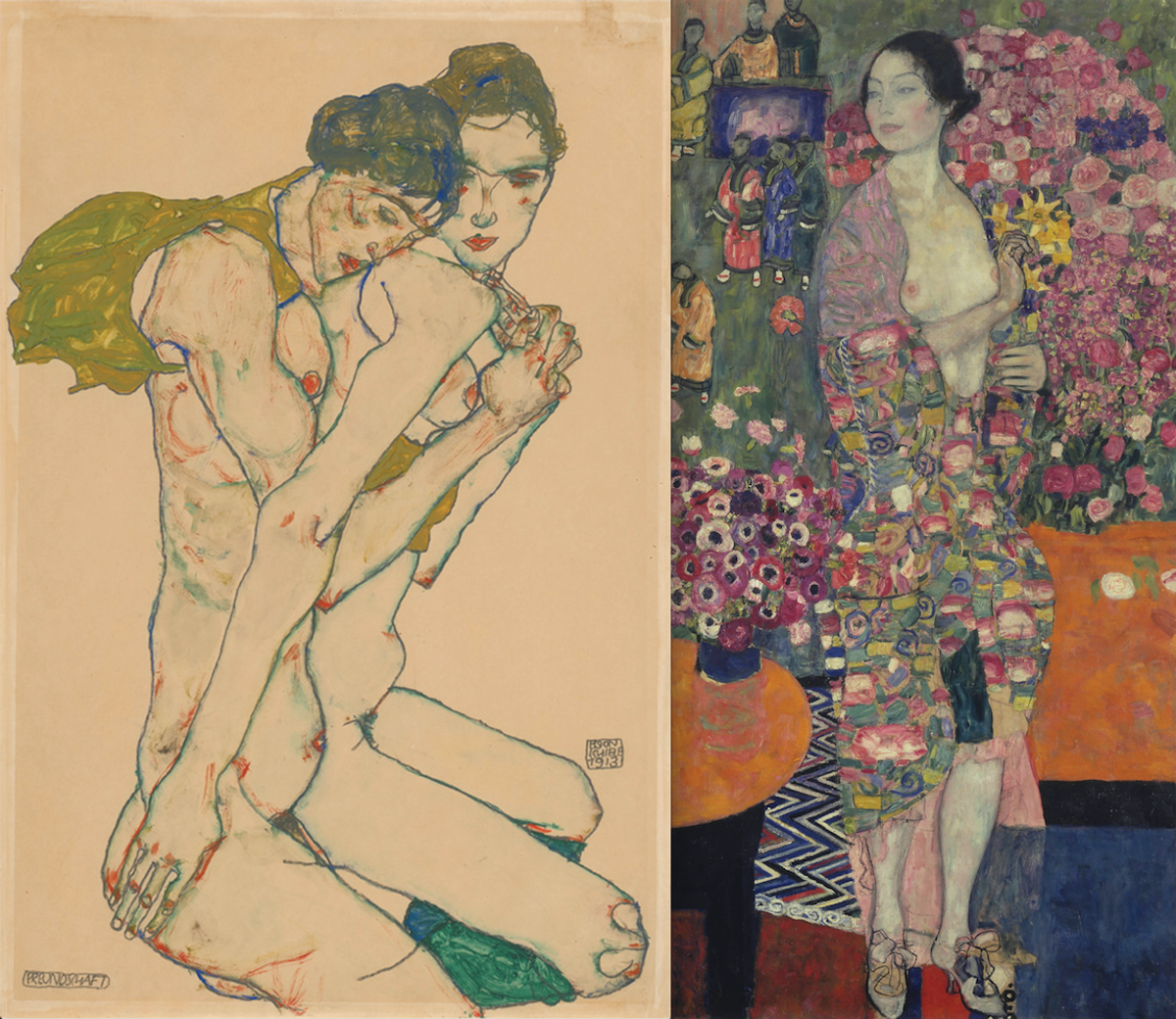 The Neue Galerie’s show—which includes Egon Schiele’s Friendship (1913) and Gustav Klimt’s The Dancer (1916-17)—also features a number of more explicit works Courtesy of Neue Galerie New York