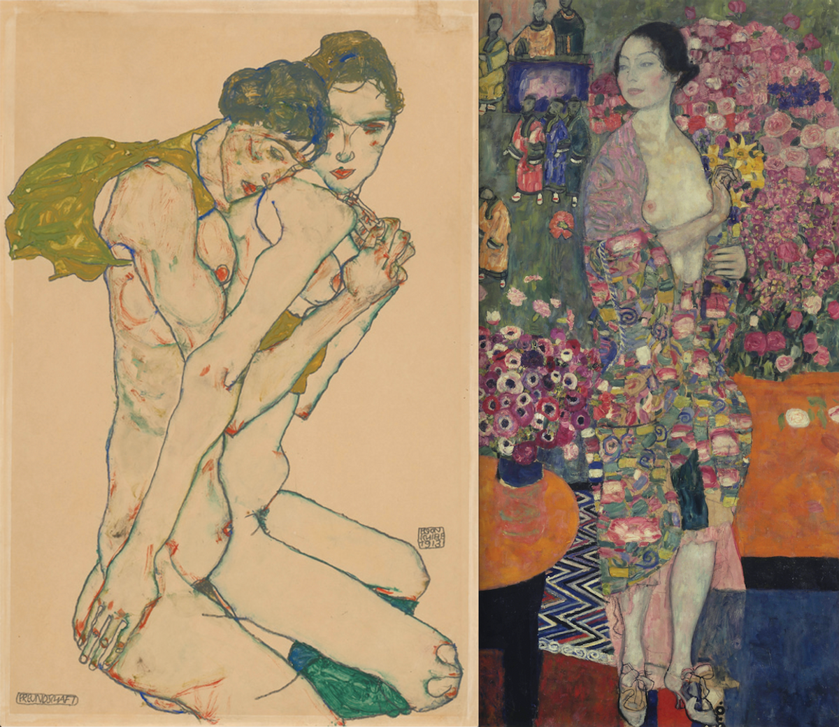 The Neue Galerie’s show—which includes Egon Schiele’s Friendship (1913) and Gustav Klimt’s The Dancer (1916-17)—also features a number of more explicit works Courtesy of Neue Galerie New York