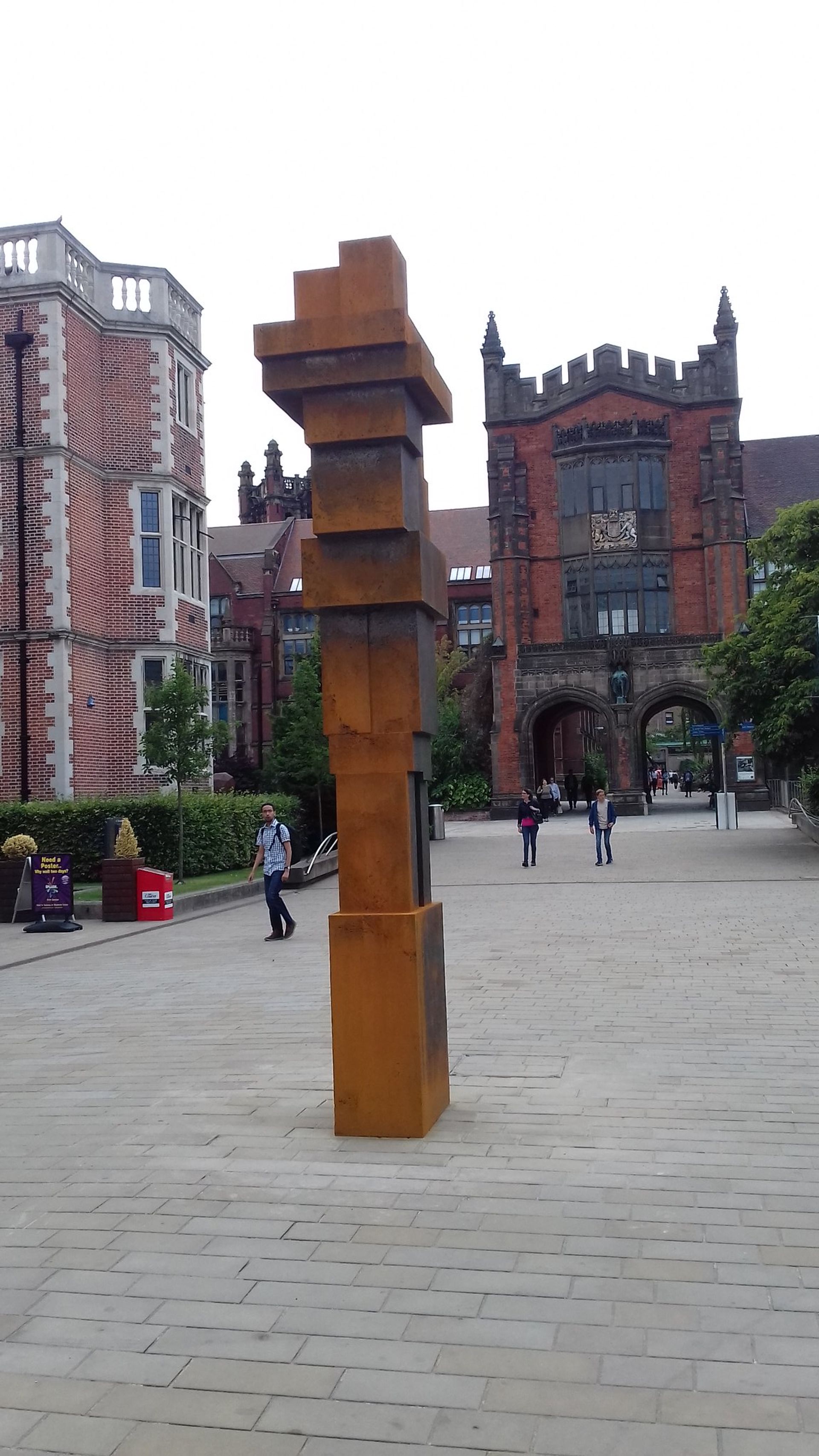 Antony Gormley's Clasp sculpture, installed on King's Walk at Newcastle University Photo: Simon Cotterill