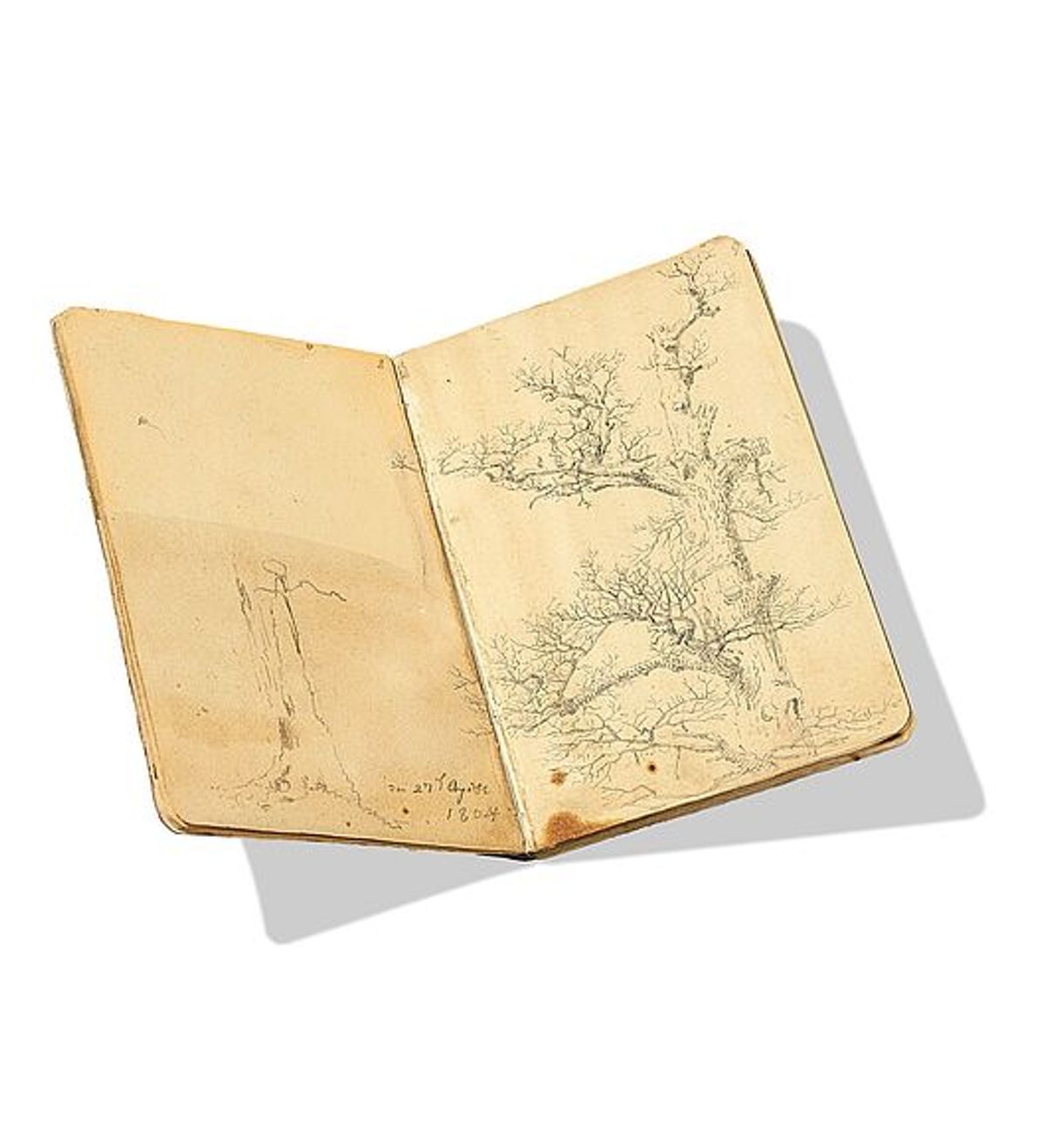 Caspar David Friedrich's 1804 sketchbook is due to be sold today at auction Image: courtesy of Grisebach