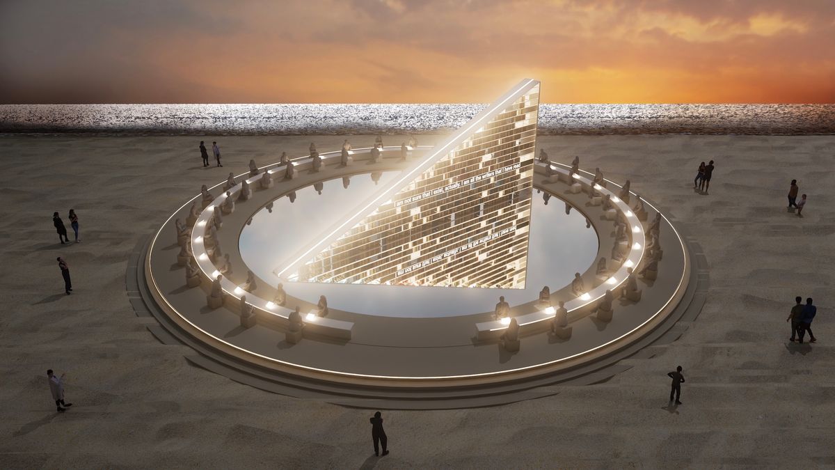 Rendering of Es Devlin's Library of Us (2025) Courtesy of Es Devlin