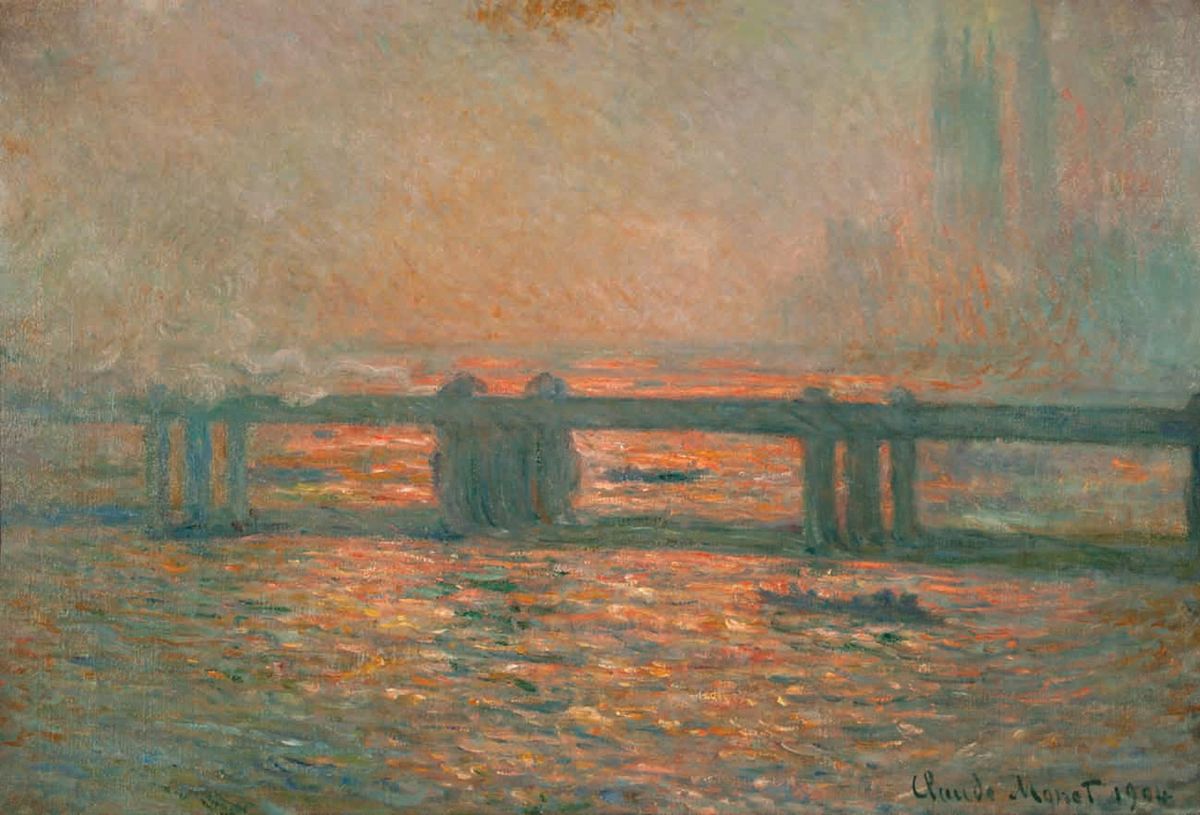 Monet's Charing Cross Bridge (1901-04), started in London, completed in Giverny 