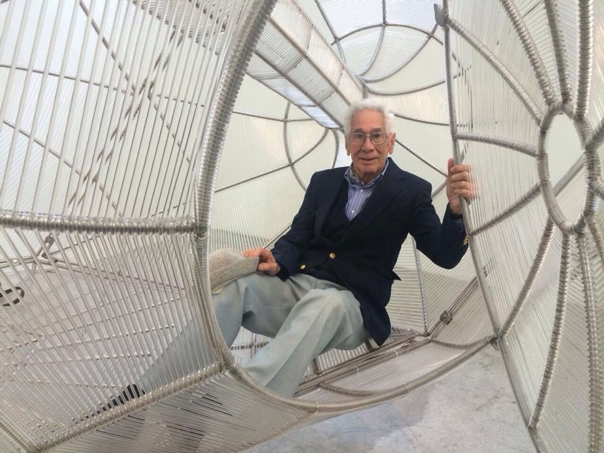 Ernesto Mallard, inside a work by Pedro Reyes, at a joint show at Labor Gallery in Mexico City Photo: Pedro Reyes